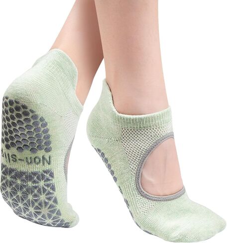Non Slip Pilates Socks, Open Top Grip Yoga Socks for Women, Round Toe Yoga Slippers for Women in Saudi Arabia
