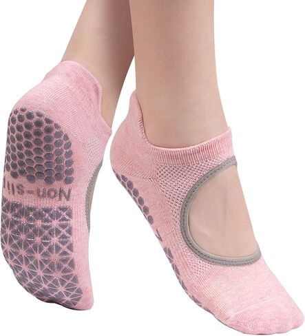 Non Slip Pilates Socks, Open Top Grip Yoga Socks for Women, Round Toe Yoga Slippers for Women in Saudi Arabia