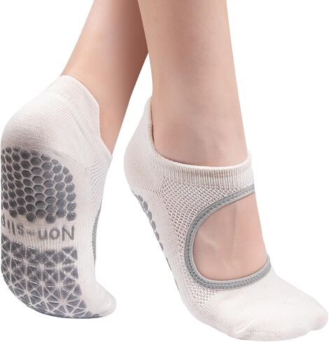 Non Slip Pilates Socks, Open Top Grip Yoga Socks for Women, Round Toe Yoga Slippers for Women in Saudi Arabia