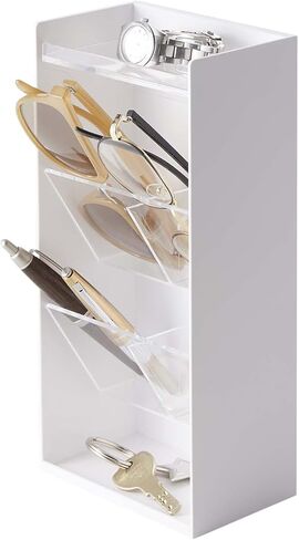 منظم ملحقات هوم تاور مع طبقات قابلة للتعديل، وصواني تخزين للنظارات الشمسية أو الساعات، وحاوية رفيعة للمدخل أو غرفة النوم - بلاستيك ABS in Kuwait