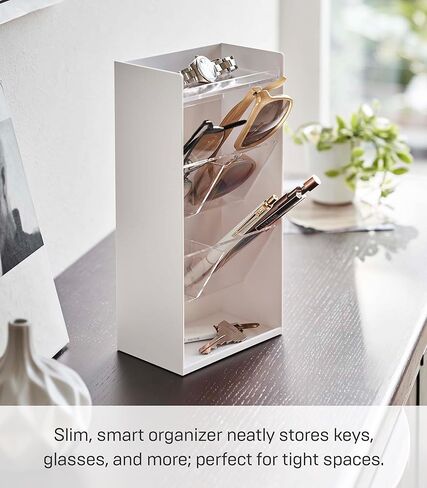 منظم ملحقات هوم تاور مع طبقات قابلة للتعديل، وصواني تخزين للنظارات الشمسية أو الساعات، وحاوية رفيعة للمدخل أو غرفة النوم - بلاستيك ABS in Kuwait