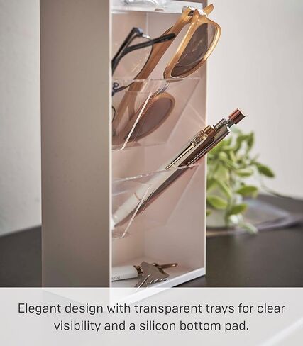 منظم ملحقات هوم تاور مع طبقات قابلة للتعديل، وصواني تخزين للنظارات الشمسية أو الساعات، وحاوية رفيعة للمدخل أو غرفة النوم - بلاستيك ABS in Kuwait