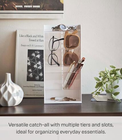 منظم ملحقات هوم تاور مع طبقات قابلة للتعديل، وصواني تخزين للنظارات الشمسية أو الساعات، وحاوية رفيعة للمدخل أو غرفة النوم - بلاستيك ABS in Kuwait