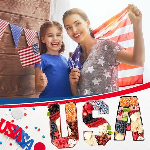 USA Set Cardboard Letter for Charcuterie Red White Blue Patriotic Fillable Tray Charcuterie Paper Box for Memorial Day Independence Day Party Decorations Chocolate Candy Cupcake Container in Saudi Arabia