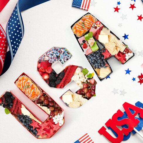 USA Set Cardboard Letter for Charcuterie Red White Blue Patriotic Fillable Tray Charcuterie Paper Box for Memorial Day Independence Day Party Decorations Chocolate Candy Cupcake Container in Saudi Arabia