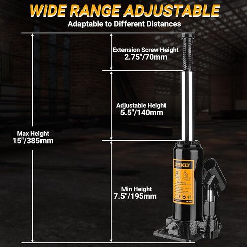 مقبس زجاجة هيدروليكي 4 طن (8,800 رطل) من DEKOPRO، نطاق رفع 7.5-15 بوصة، مقبس سيارة هيدروليكي ملحوم بمقبض طويل للسيارة والبيك اب والشاحنة وإصلاح السيارات in Kuwait