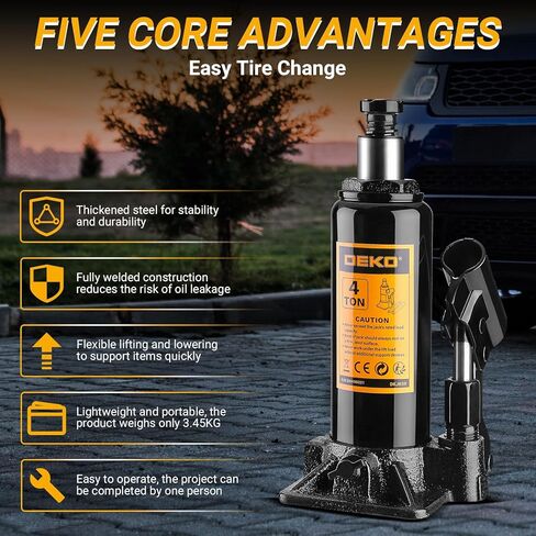 مقبس زجاجة هيدروليكي 4 طن (8,800 رطل) من DEKOPRO، نطاق رفع 7.5-15 بوصة، مقبس سيارة هيدروليكي ملحوم بمقبض طويل للسيارة والبيك اب والشاحنة وإصلاح السيارات in Kuwait