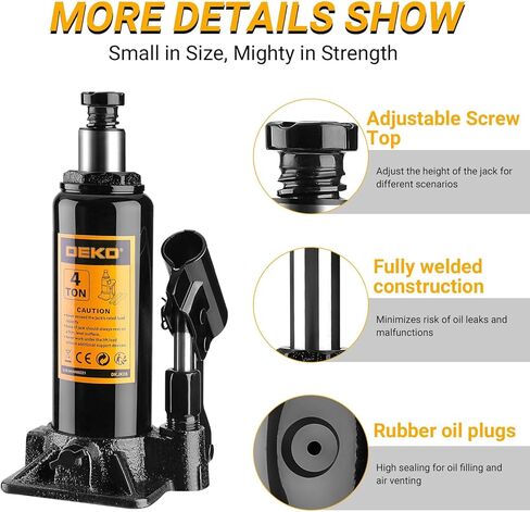 مقبس زجاجة هيدروليكي 4 طن (8,800 رطل) من DEKOPRO، نطاق رفع 7.5-15 بوصة، مقبس سيارة هيدروليكي ملحوم بمقبض طويل للسيارة والبيك اب والشاحنة وإصلاح السيارات in Kuwait
