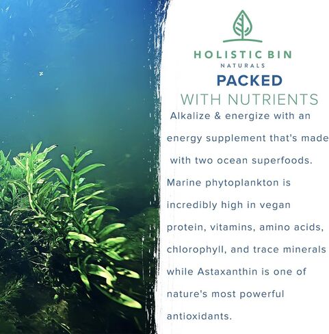Holistic Bin Organic Astaxanthin Powder | Powerful Natural Antioxidant Supplement for Smoothies and Capsules | Whole Haematococcus Pluvialis Algae Supplement (20 Grams) in Kuwait