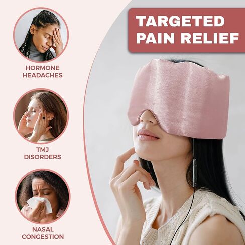 Heated Eye Mask with Extra Large Size for Dry Eyes, Silk Like Face Heating Pad for Sinus Pressure Relief, TMJ Disorder, Migraine, Tension Headache Relief- 3 Heat & 5 Timing Settings in Saudi Arabia