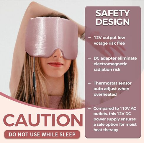 Heated Eye Mask with Extra Large Size for Dry Eyes, Silk Like Face Heating Pad for Sinus Pressure Relief, TMJ Disorder, Migraine, Tension Headache Relief- 3 Heat & 5 Timing Settings in Saudi Arabia