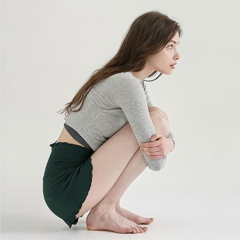 Deviwear Pilates Julia Ribbed Long Sleeve Active T-Shirt Layering Crop Top Yoga gymwear DEVI-T0092 in Saudi Arabia