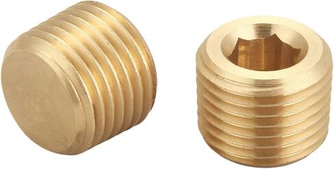 Brass Hex Counter Sunk Plug 1/8 Inch NPT Male Pipe Fitting Set Internal Hex Socket Thread Pipe Plug for Closing the End of Pipe (Pack of 10) in Kuwait