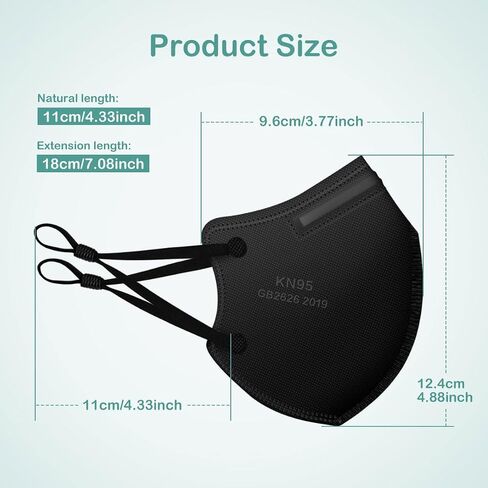 Adjustable KN95 Masks, 5-Layer Disposable Respirator Masks with Adjustable Ear Loops, Individually Wrapped in Saudi Arabia