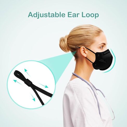 Adjustable KN95 Masks, 5-Layer Disposable Respirator Masks with Adjustable Ear Loops, Individually Wrapped in Saudi Arabia