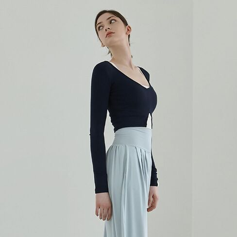 Deviwear Pilates Julia Ribbed Long Sleeve Active T-Shirt Layering Crop Top Yoga gymwear DEVI-T0092 in Kuwait