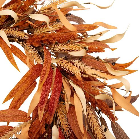 VGIA 18 Inch Fall Wreath Autumn Door Wreath Fall Decorations with Artificial Grain Wreath Wheat Ears Wreath for Fall Decor for Autumn Harvest Home Wall Festival in Saudi Arabia