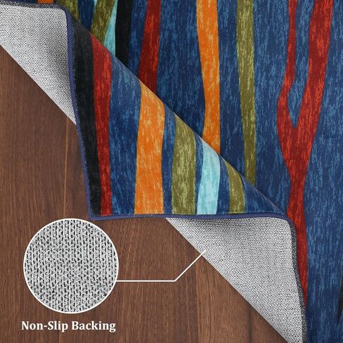 Zacoo Runner Rug 2x6 Rug Washable Rugs Runners for Hallways Abstract Rugs for Bedroom Non Slip Kitchen Mat with Rubber Backing Modern Area Rug Indoor Mats for Front Door Entry 2'x6' Blue Multi in Saudi Arabia