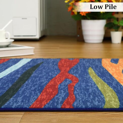 Zacoo Runner Rug 2x6 Rug Washable Rugs Runners for Hallways Abstract Rugs for Bedroom Non Slip Kitchen Mat with Rubber Backing Modern Area Rug Indoor Mats for Front Door Entry 2'x6' Blue Multi in Saudi Arabia