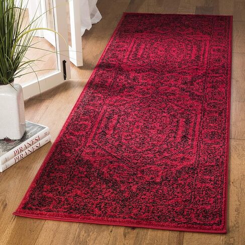 SAFAVIEH Adirondack Collection Runner Rug - 2'6" x 6', Red & Black, Oriental Medallion Design, Non-Shedding & Easy Care, Ideal for High Traffic Areas in Living Room, Bedroom (ADR108F) in Saudi Arabia