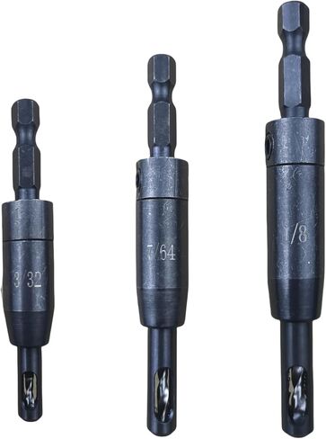 Upgraded Self Centering Drill Bit Set for 1/4 in Vix Bit Bosch Hex Shank Drill, 3/32", 7/64", 1/8", CC2430#6#8#10 Self Centering Drill Bit Center Finding Drill Bit, 3 Piece in Saudi Arabia