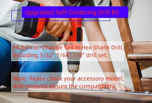 Upgraded Self Centering Drill Bit Set for 1/4 in Vix Bit Bosch Hex Shank Drill, 3/32", 7/64", 1/8", CC2430#6#8#10 Self Centering Drill Bit Center Finding Drill Bit, 3 Piece in Saudi Arabia