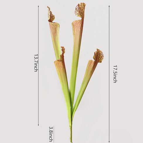5pcs 17.5" Artificial Carnivorous Pitcher Green Plant Moisturizing Fake Sarracenia Greenery for Vase Bouquet and Home Wedding Festival Decoration.(Light Green) in Kuwait