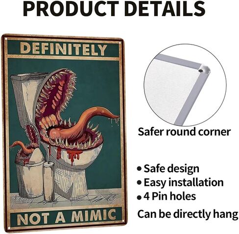 NENAWOS Definitely Not A Mimic Poster DND Posters Dungeon RPG Tabletop Dragons Dice Games Home Decor for Bathroom and Restroom Chart Metal Tin Sign School Signs 8x12 Inch, White in Saudi Arabia