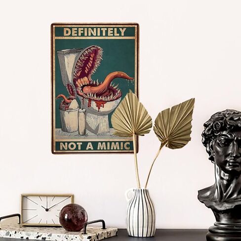 NENAWOS Definitely Not A Mimic Poster DND Posters Dungeon RPG Tabletop Dragons Dice Games Home Decor for Bathroom and Restroom Chart Metal Tin Sign School Signs 8x12 Inch, White in Saudi Arabia