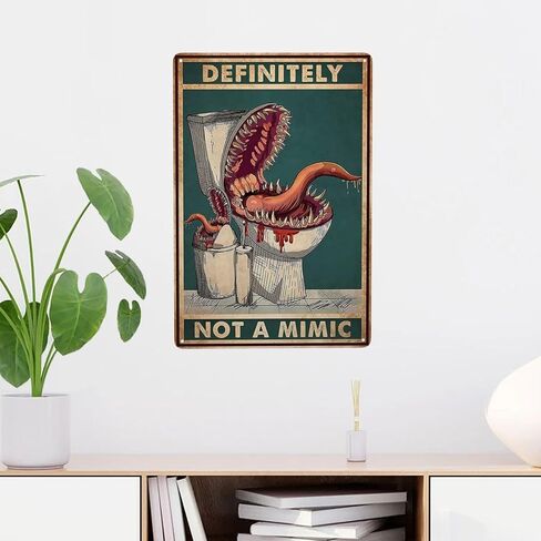 NENAWOS Definitely Not A Mimic Poster DND Posters Dungeon RPG Tabletop Dragons Dice Games Home Decor for Bathroom and Restroom Chart Metal Tin Sign School Signs 8x12 Inch, White in Saudi Arabia