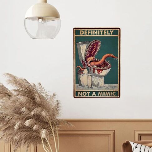 NENAWOS Definitely Not A Mimic Poster DND Posters Dungeon RPG Tabletop Dragons Dice Games Home Decor for Bathroom and Restroom Chart Metal Tin Sign School Signs 8x12 Inch, White in Saudi Arabia