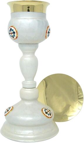Needzo Chalice and Paten Set, Enamel Cross Details, Catholic Church Communion Supplies, 11 Inches in Saudi Arabia