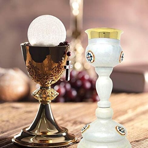 Needzo Chalice and Paten Set, Enamel Cross Details, Catholic Church Communion Supplies, 11 Inches in Saudi Arabia