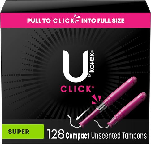 U by Kotex Click Compact Tampons, Super Plus Absorbency, Unscented, 16 Count in Kuwait