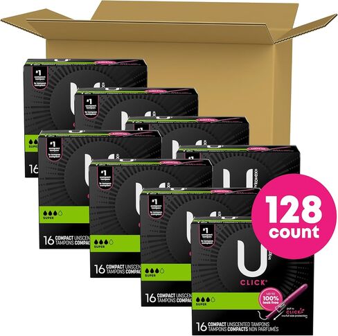 U by Kotex Click Compact Tampons, Super Plus Absorbency, Unscented, 16 Count in Kuwait