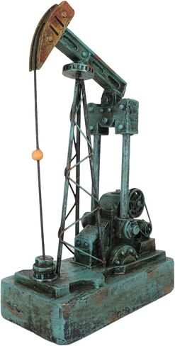 Ebros Gift Rustic Vintage Green Nodding Donkey Pumpjack Oil Derrick Rig Prototype Sculpture Wild West Pumpjack On Platform Model Home Decor Western Antiqued Figurine in Saudi Arabia