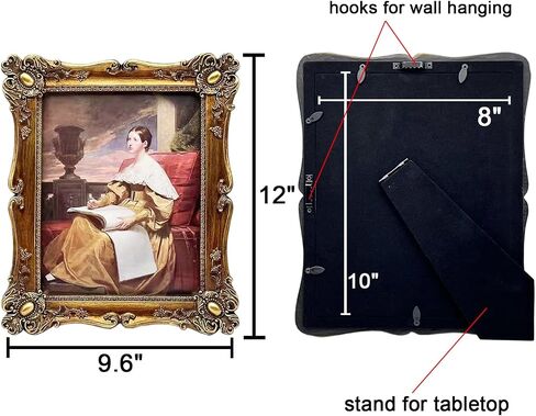 Vintage Picture Frame 8x10 Inch, Ornate Antique Photo Frames with Glass Front, Baroque Design, Tabletop & Wall Hanging, Photo Gallery, Gold in Saudi Arabia