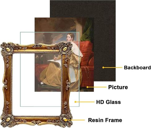 Vintage Picture Frame 8x10 Inch, Ornate Antique Photo Frames with Glass Front, Baroque Design, Tabletop & Wall Hanging, Photo Gallery, Gold in Saudi Arabia