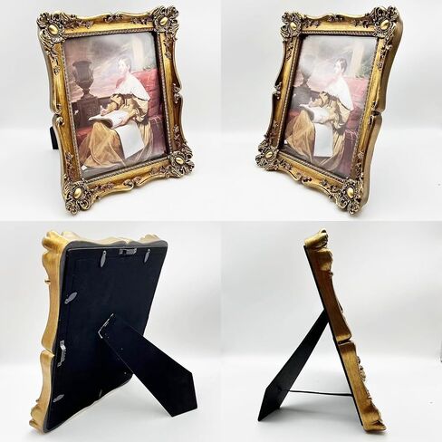 Vintage Picture Frame 8x10 Inch, Ornate Antique Photo Frames with Glass Front, Baroque Design, Tabletop & Wall Hanging, Photo Gallery, Gold in Saudi Arabia