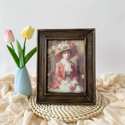 5x7 Picture Frame, Rustic Photo Frame Made of Solid Wood High Definition Glass, Vintage Distressed Photo Frame for Tabletop Display and Wall Mounting in Saudi Arabia