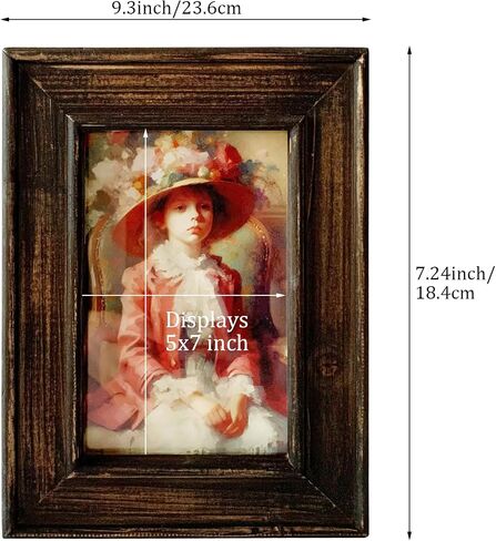 5x7 Picture Frame, Rustic Photo Frame Made of Solid Wood High Definition Glass, Vintage Distressed Photo Frame for Tabletop Display and Wall Mounting in Saudi Arabia