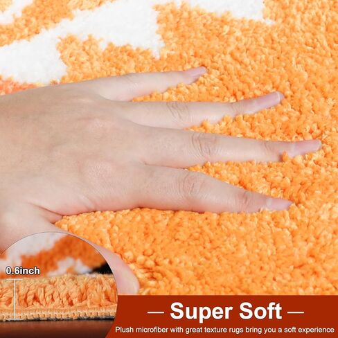 Lellen Boho-Rug Runner-24 X60 سجاد غير قابل للانزلاق للممر - سجاد حمام طويل سجاد عداء مع دعم مطاطي بوهو حمام حصيرة منطقة البساط عداء الحمام عداء حصيرة سجاد المطبخ (برتقالي) in Kuwait