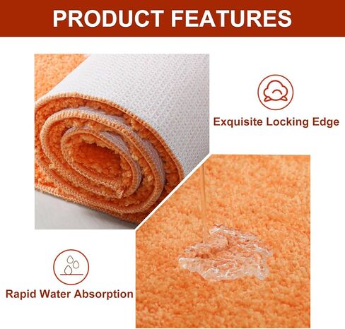 Lellen Boho-Rug Runner-24 X60 سجاد غير قابل للانزلاق للممر - سجاد حمام طويل سجاد عداء مع دعم مطاطي بوهو حمام حصيرة منطقة البساط عداء الحمام عداء حصيرة سجاد المطبخ (برتقالي) in Kuwait