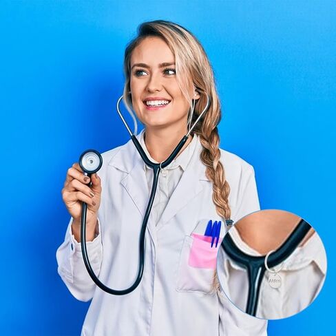 UNICRAFTALE 16pcs 2 ألوان سماعة الطبيب اسم العلامة للممرضات الفولاذ المقاوم للصدأ سماعة الطبيب علامة قلادة الديكور جولة سحر معرف العلامة مخصص التمريض معرف سماعة الطبيب سحر هدايا التخرج للأطباء in Kuwait