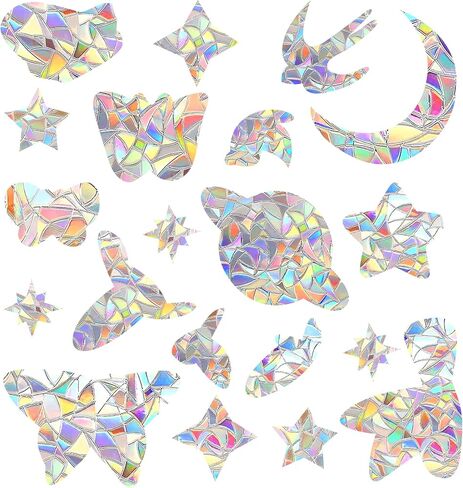 43PCS Anti Collision Window Stickers for Birds, Bird Anti-Collision Window Stickers Stars Moon UFO Designs to Save Birds from Window Collisions Window Clings for Birds in Saudi Arabia