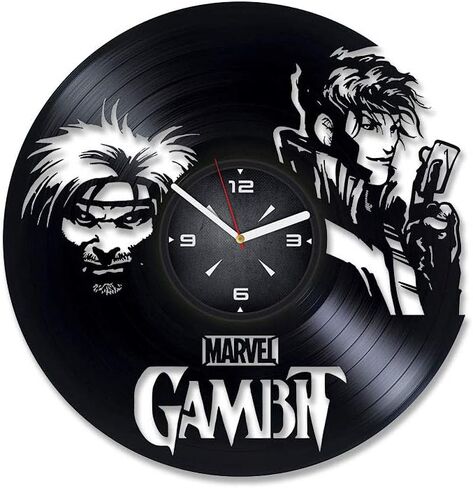ساعة حائط مسجلة من الفينيل من فيلم Gambit. ديكور لغرفة النوم وغرفة المعيشة وغرفة الأطفال. هدية للأولاد أو الرجال. عيد الميلاد، عيد الميلاد، العطلة، هدية الذكرى السنوية. in Saudi Arabia