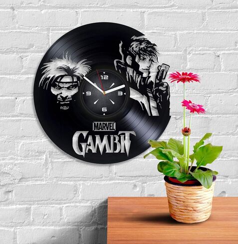 ساعة حائط مسجلة من الفينيل من فيلم Gambit. ديكور لغرفة النوم وغرفة المعيشة وغرفة الأطفال. هدية للأولاد أو الرجال. عيد الميلاد، عيد الميلاد، العطلة، هدية الذكرى السنوية. in Saudi Arabia