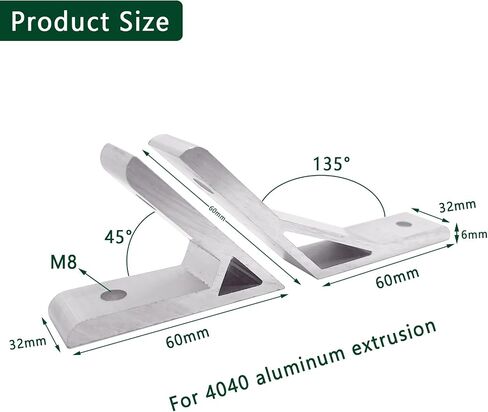 6 Set Silver 45 Degree/135 Degree Angle 4040 Series Aluminum Extrusion Profile Accessories，Aluminum Corner Brackets Profile with Mounting Screws and Nuts (135 Degree Angle Brackets) in Saudi Arabia
