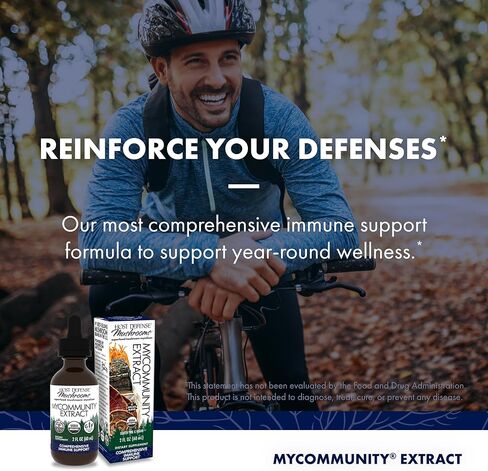 Host Defense, MyCommunity Extract، دعم المناعة المتقدم، مكمل الفطر مع عرف الأسد والريشي، عادي، 2 أونصة سائلة in Saudi Arabia