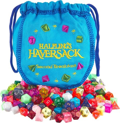 Wiz Dice Mini DND Dice Set - 140 Pieces Total (20 Sets of 7 Dice in Unique Colors) & Storage D&D Bag-Polyhedral Role Playing Dice - Perfect DND Accessories for TTRPG Dice - Hafling's Haversack in Kuwait